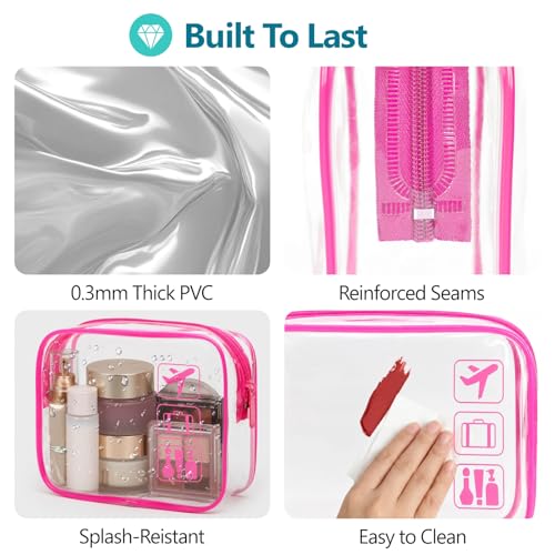 F-color TSA Approved Clear Toiletry Bag Set - 5 Pack for Travel