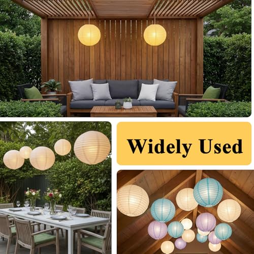 12" Round White Paper Lantern Lampshade - Decorative Pendant Light Shade