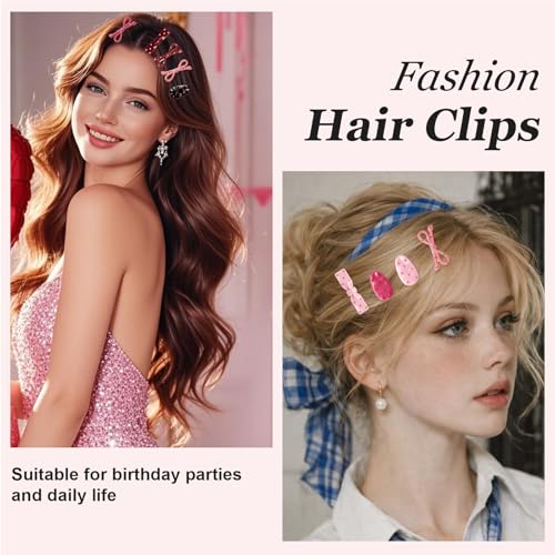 16 Pack Y2K Polka Dot Bow Hair Clips for Women & Girls - Non Slip Metal Barrettes