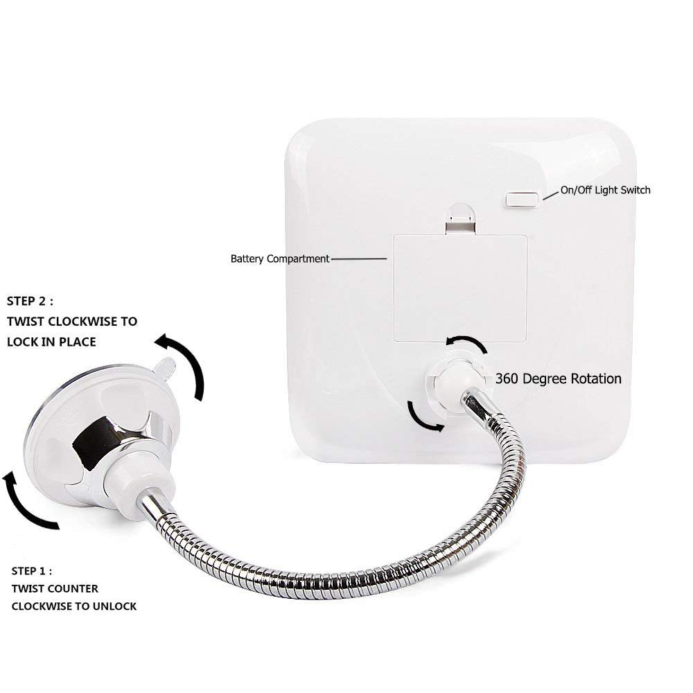 Makeup Mirror with LED Lights | 7X Magnification, Portable Cordless Design, Suction Cup & Flexible Gooseneck