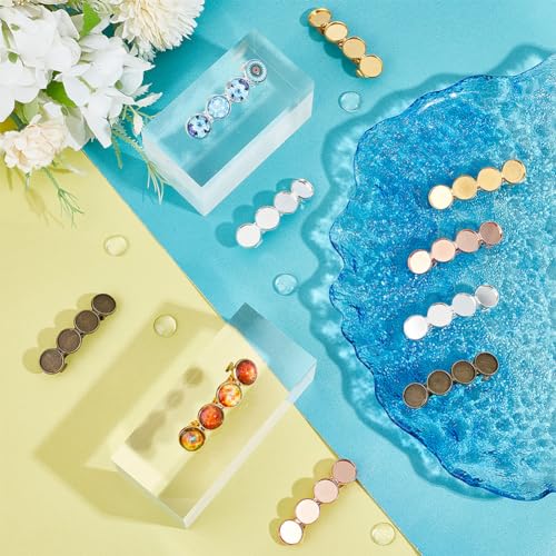 20 Pcs Brass Blank Hair Clips with Glass Cabochons for DIY