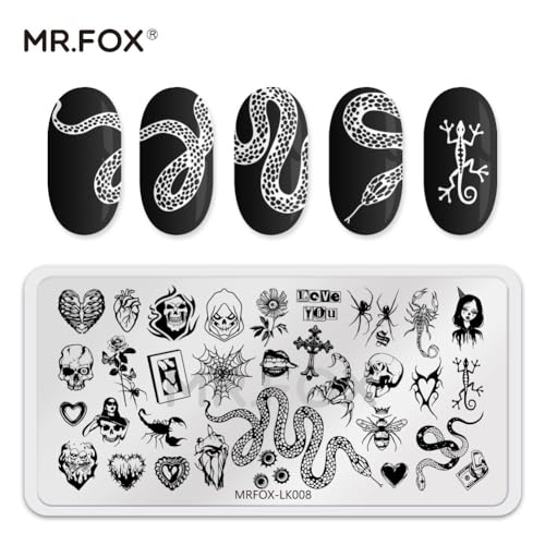 MR.FOX 6-Piece Nail Art Stamping Plate Set - Deep Etched Butterfly & Rose