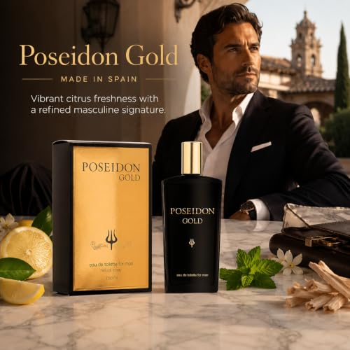 Instituto Español Poseidon Gold Eau de Toilette for Men, 5.1 fl oz