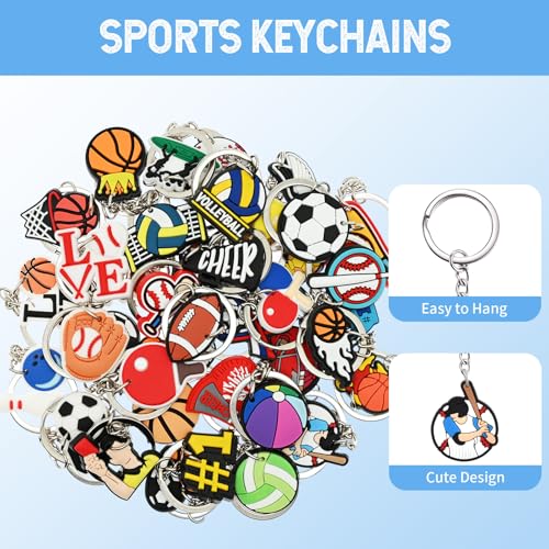 30-Pack Sports Keychains Set - PVC Charms for Parties & Gifts