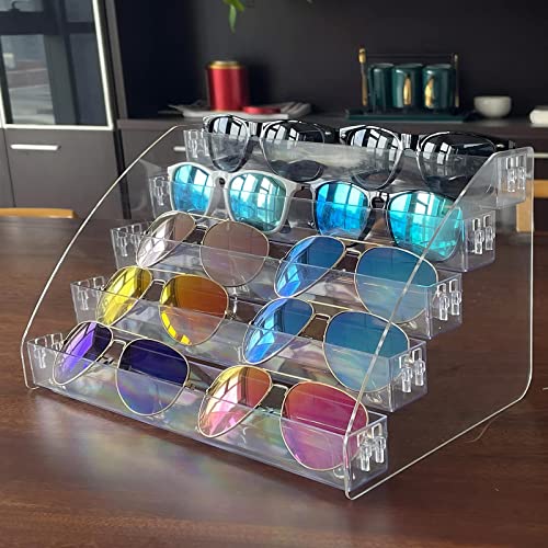 MineSign 5-Tier Clear Sunglasses Organizer Display Case for Eyeglasses