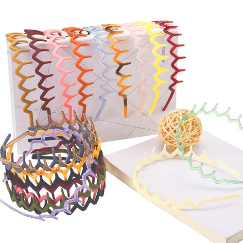 Duufin 20 Colorful Plastic Zig Zag Headbands for Women & Girls
