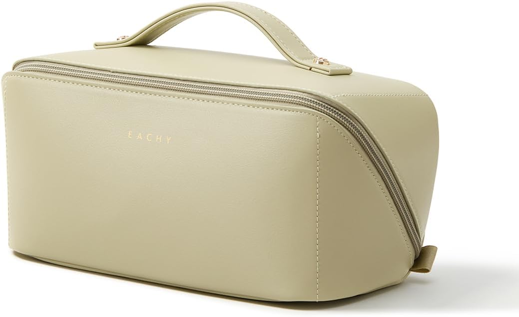 Travel Makeup Bag - Large Capacity Waterproof PU Leather Cosmetic Organizer for Skincare & Brushes | Portable Toiletry Bag