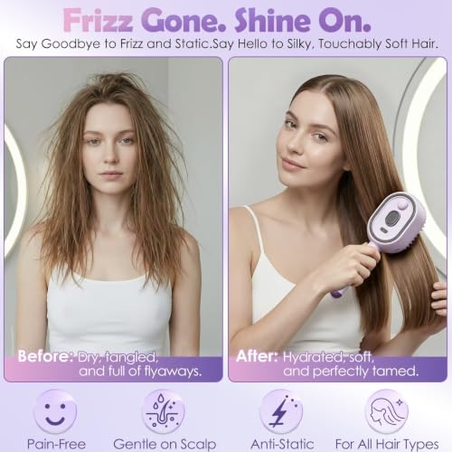 Cushry Electric Spray Air Cushion Massage Comb - Purple Hair Brush