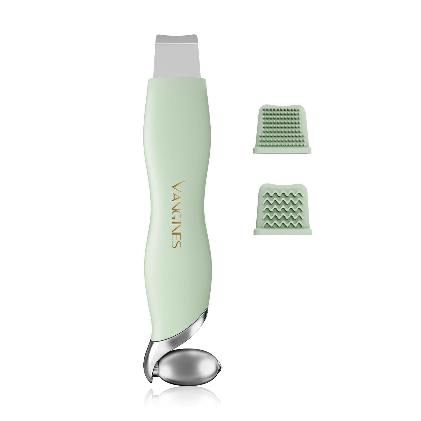 Vangines Blackhead Remover Tool with Ice Roller, Stainless Steel Face Scraper, Skin Scrubber Face Spatula for Deep Cleansing, 3-in-1 Skin Care Tool with 2 Silicone Brush Heads (Sage Mist)
