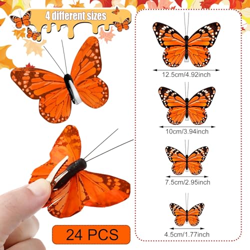 Yinder Orange Halloween Monarch Butterfly Hair Clips 24pcs Costume Accessories