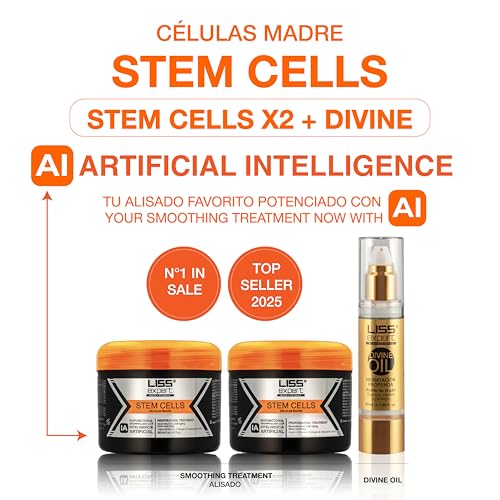 Liss Expert Hair Treatment Set, Stem Cells Express and Divine Oil 1.69 oz, Organic Smoothing Treatment (500 ml)