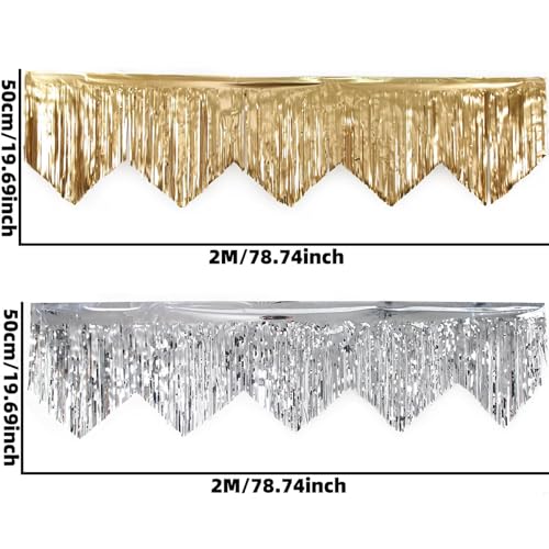 Gold & Silver Wave Fringe Curtain Banner - 6 Pack (9.7x78.7 In)