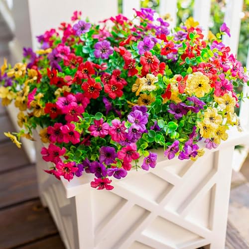 Florisso 12 Bundles Artificial Outdoor Daisy Flowers with Eucalyptus