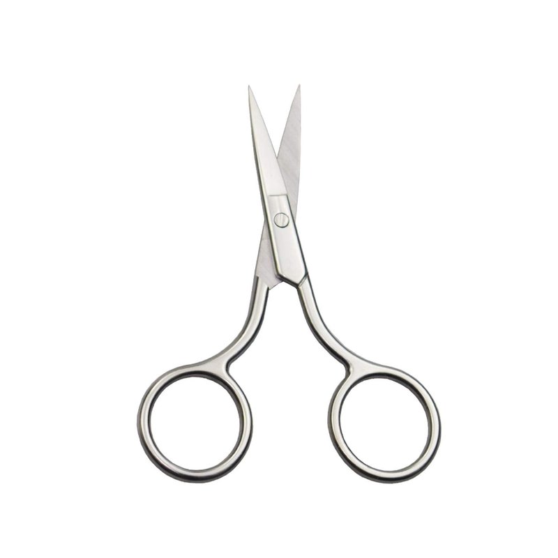 Motanar Silver Professional Stainless Steel Facial Hair Scissors for Men Moustache Beard Trimming Grooming - Safety Use for Eyebrows Eyelashes Nose and Ear Hair
