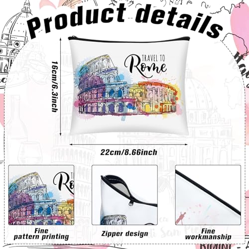 Elegant Italy Themed Cosmetic Pouch Set - 9 Zipper Bags for Travel & Gifts