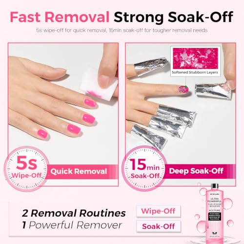 Morovan Rose Acetone Nail Polish Remover - Gentle, Fast Gel & Nail Adhesive Removal, 8 Fl Oz