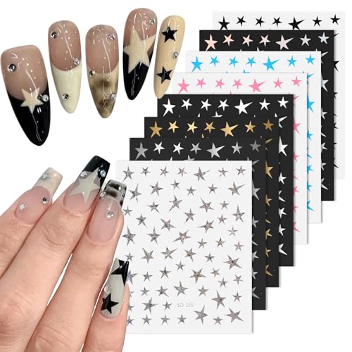 8 Sheets Self-Adhesive Star Nail Art Stickers for Manicure