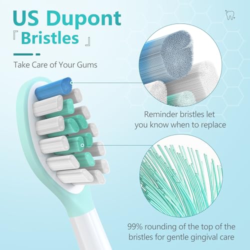 Keosaa Replacement Toothbrush Heads for Philips Sonicare, 6 Pack, Mint Green
