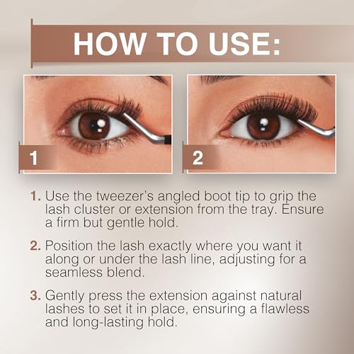 Ardell Precision Lash Tweezers for Eyelash Extensions - 40° Curve Tip, Stainless Steel