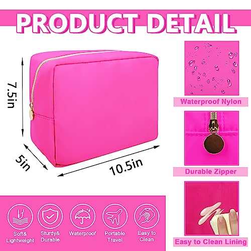 UIXIZQ Large Bubblegum Makeup Bag - Waterproof Nylon Cosmetic & Travel Organizer for Women