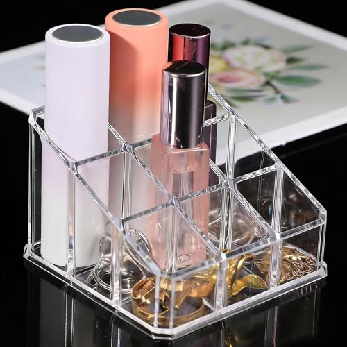 Acrylic Lipstick Organizer with 9 Slots - Durable Makeup Display Holder