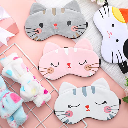 Wesiti 12-Piece Sleepover Party Favor Set with Plush Eye Masks & Spa Headbands