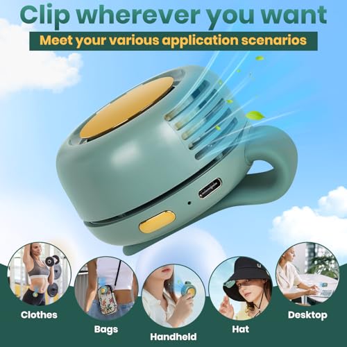 NILUTO Portable Bladeless Mini Fan - 3-Speed Clip-On for Travel