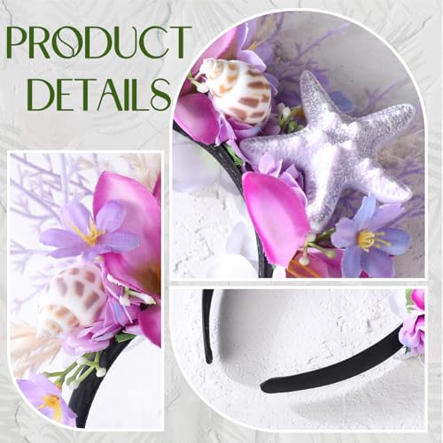 KorViSHOW Purple Hawaiian Flower Crown Headband - Bridal & Festival Accessory