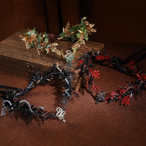 MOSTORY Gothic Snake Flower Crown - Red-Black Medusa Headpiece for Witch Cosplay