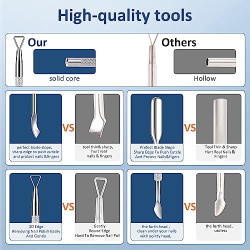 3-Piece Professional Cuticle Pusher and Nail Polish Remover Set