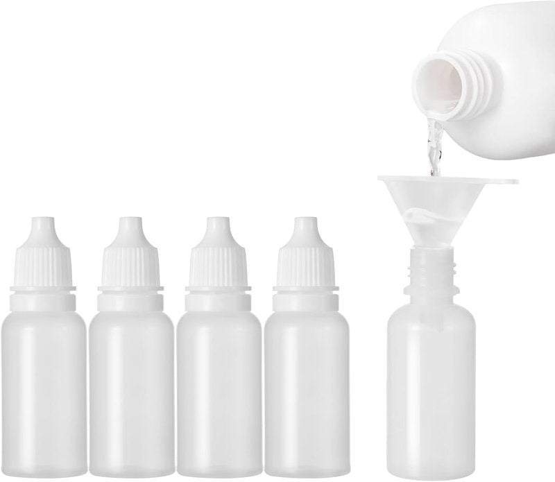15ml Small Plastic Dropper Bottles - 6 Pcs (5 Bottles + 1 Funnel) | Squeezable Travel Containers for Eye Drops & Beauty Products
