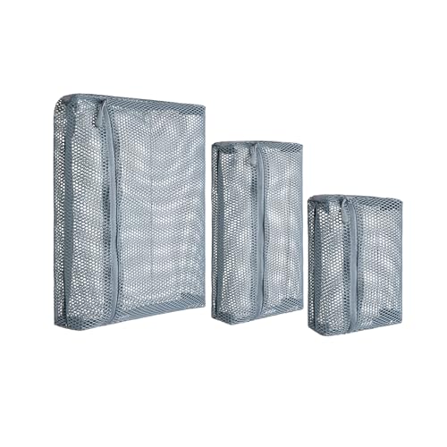 3-Pack Gray Waterproof Toiletry Bags - Clear Mesh Travel Organizers