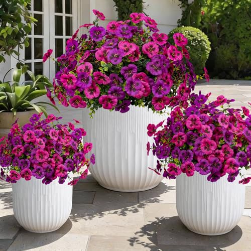 UV Resistant Artificial Pansies Flowers - 12 Bundles for Outdoor Decor