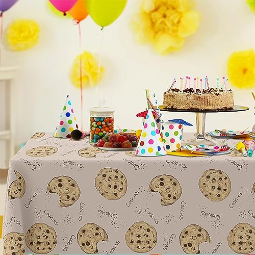 Chocolate Chip Cookie Tablecloth - 53x98 Inch Rectangle for Parties