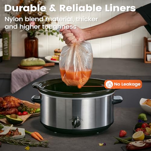 Hotensil Slow Cooker Liners - 13x21, 20 Count, BPA-Free, Heavy Duty