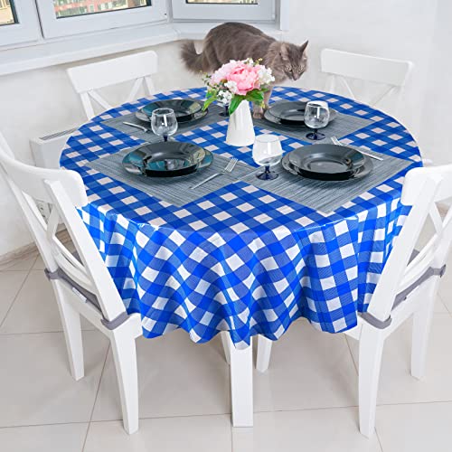 84'' Disposable Checkered Round Tablecloth - 3 Pack Gingham Covers