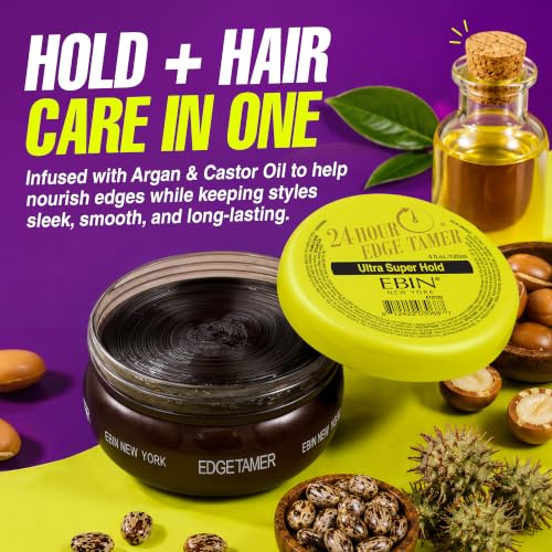 EBIN NEW YORK 24-Hour Ultra Hold Edge Tamer - 4 Fl Oz, Strong, Humidity-Resistant