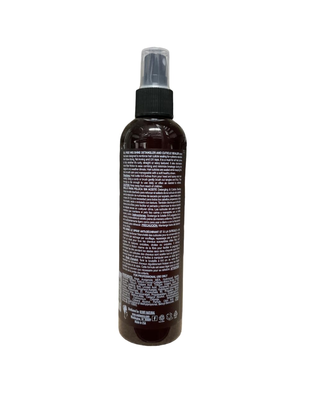 leebeauty.com Bonfi Natural Oil Free Wig Shine Detangler and Cuticle Sealer helps to lay down hair Cuticles UV Protector and Keratin For Dull/Dry human and synthetic hair (237 mL/ 8 Fl oz)