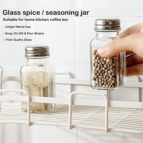 HESSION 4-Pack Glass Salt and Pepper Shakers with Stainless Steel Lids