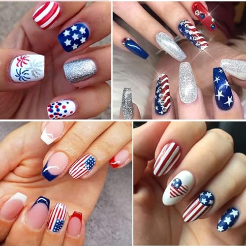4th of July Nail Stickers - 8 Sheets Independence Day Designs