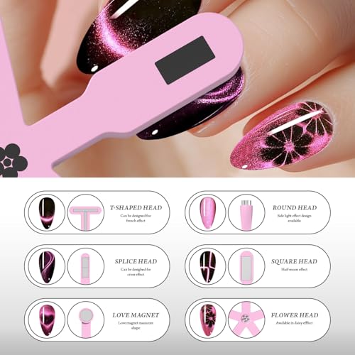 FENHON 9-in-1 Gel Nail Polish Magnet Kit with 2 Cat Eye Tools