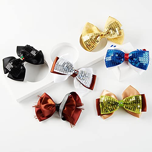 6-Piece Girls' Film-Inspired Grosgrain Ribbon Hair Bow Clips, 4-Inch