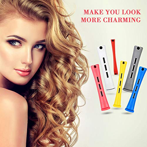 WILLBOND Hair Perm Rods Set - 72 Plastic Curling Rollers with Comb
