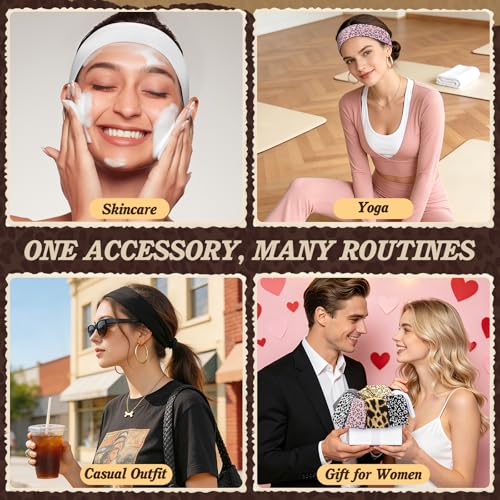 Fashion Cheetah Print Headbands Set for Women - 8 Pack Hair Accessories