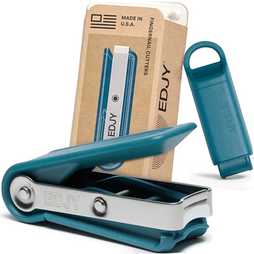 EDJY Blue Fingernail Cutter - Ergonomic Stainless Steel Nail Clipper