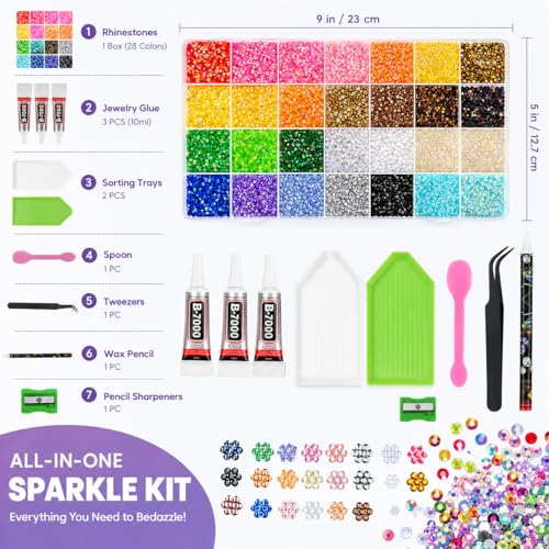 35000Pcs Resin Jelly Rhinestone Bedazzler Kit with Glue and Tools