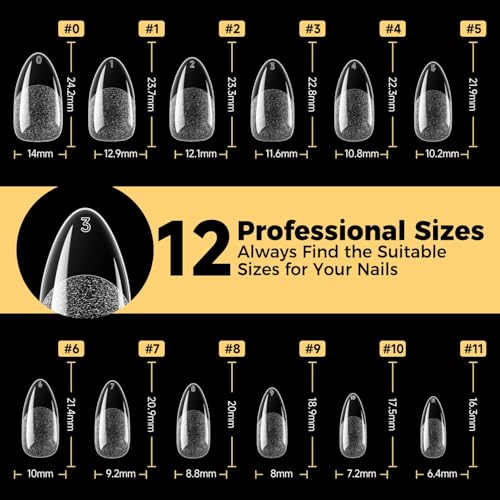 UNA GELLA 600 Pcs Almond Gel Nail Tips - Clear Press On Nails