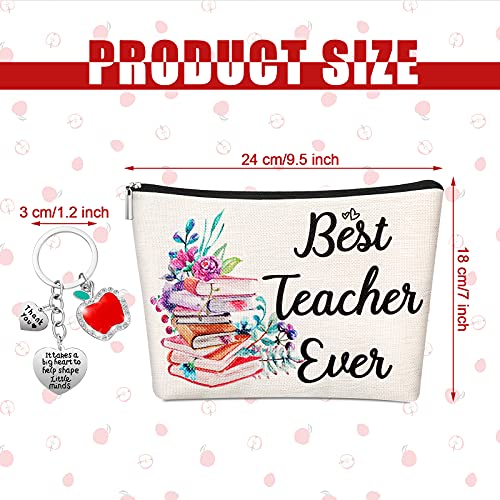 Teacher Appreciation Gifts Set - 6 Pack Book Style Makeup Bags & Keychains