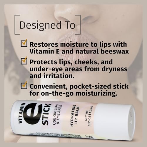 Reviva Labs Vitamin E Lip Balm Stick - Hydrating & Soothing Care, 3 Pack