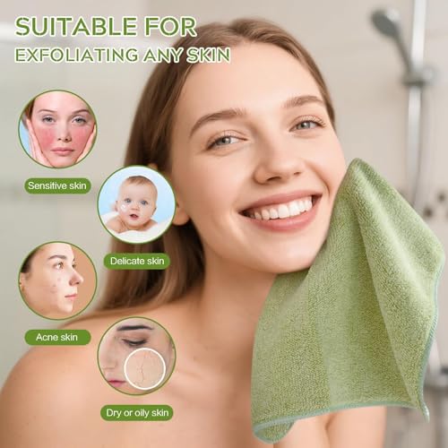 SINLAND Microfiber Face Washcloths - 12x12 Inch, 6 Pack, Highly Absorbent